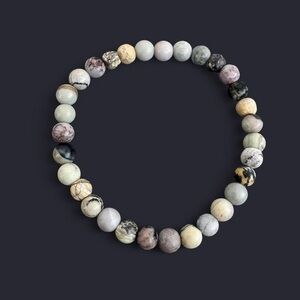 Dendritic Jasper Gemstone Bead Bracelet 6mm